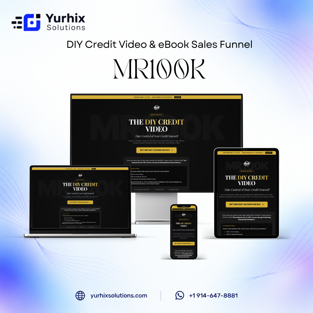 Mr100K DIY Credit Video & eBook Sales Funnel screenshot