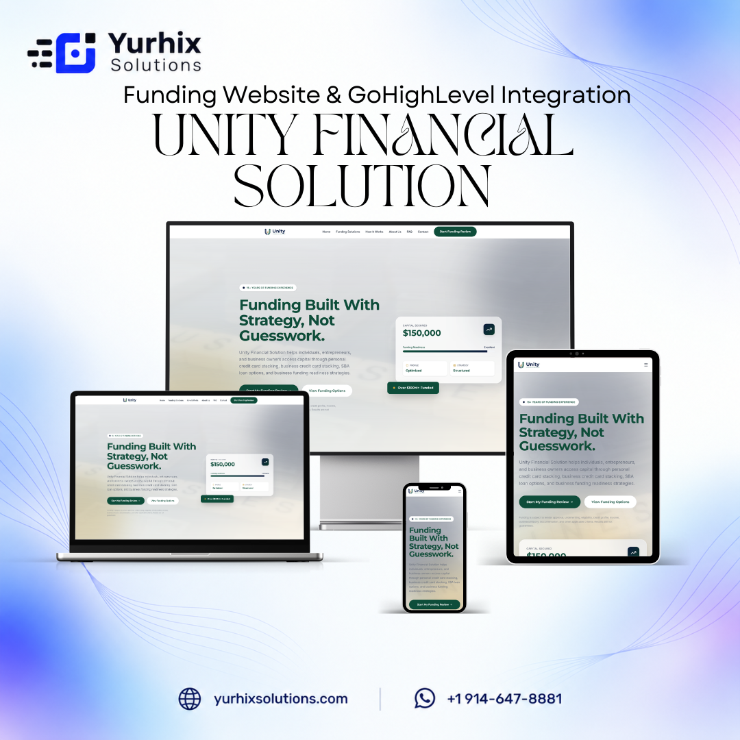 Unity Financial Solution - Funding Website & GoHighLevel Integration screenshot
