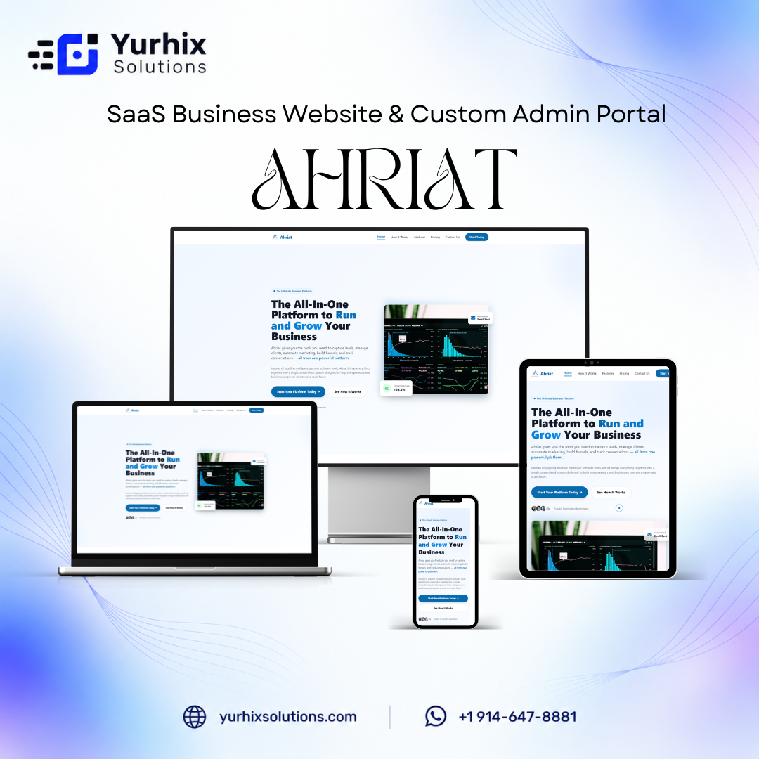 Ahriat - SaaS Business Website & Custom Admin Portal screenshot