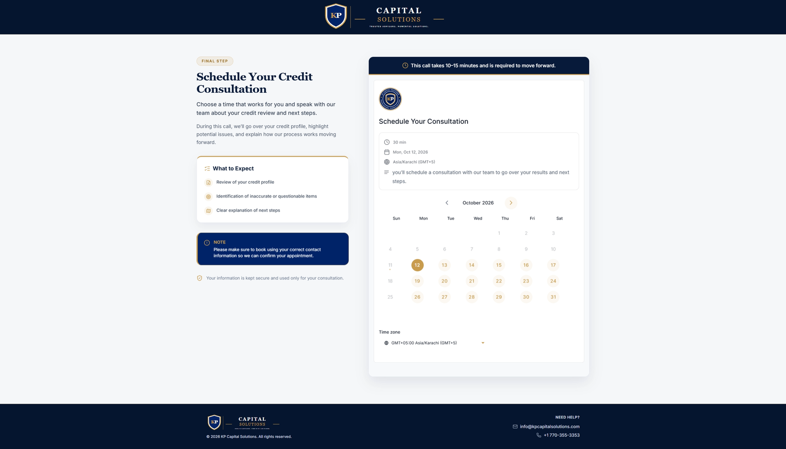 KP Capital Solutions - Credit Consultation Funnel & Automation screenshot 3