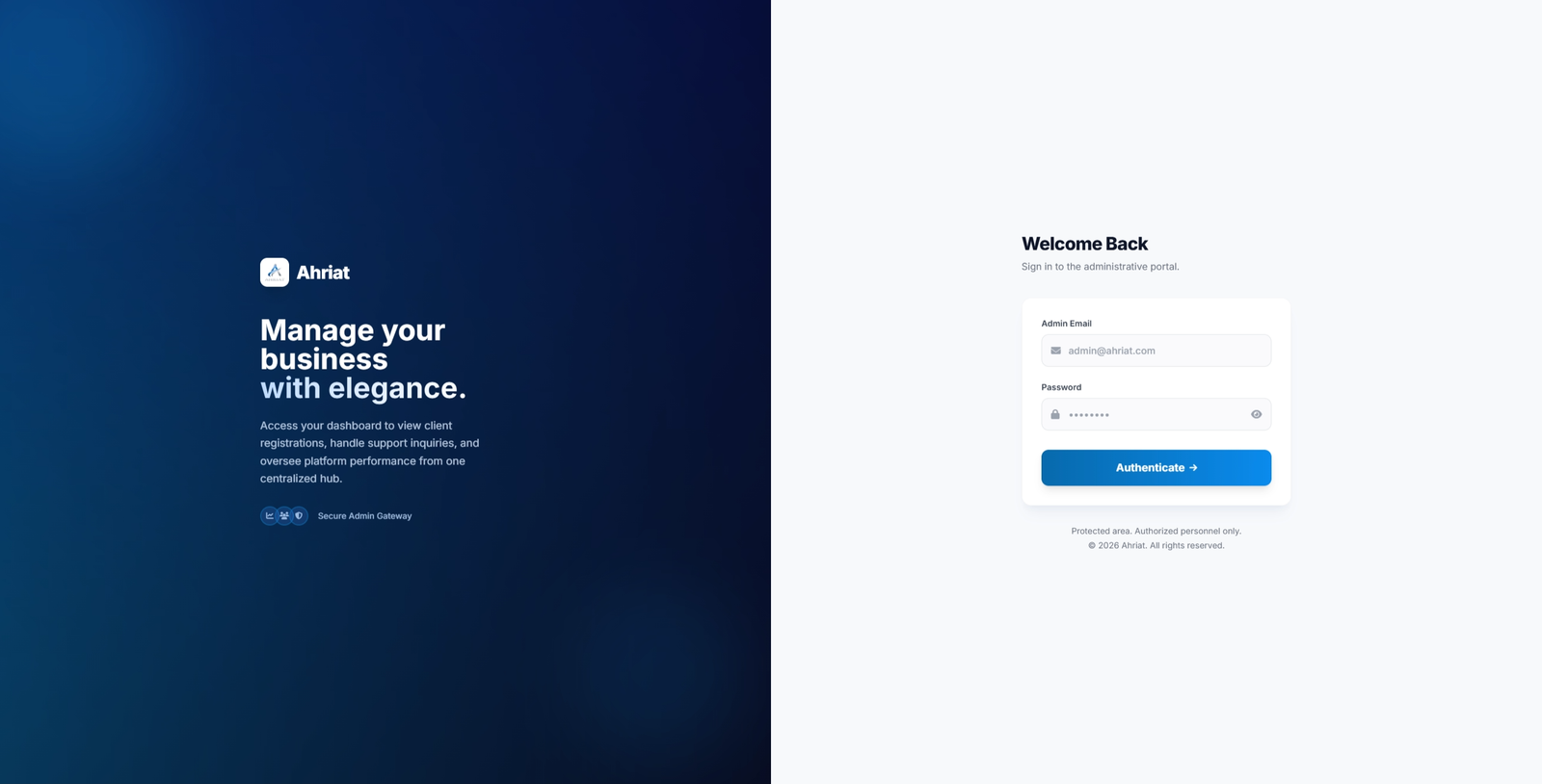 Ahriat - SaaS Business Website & Custom Admin Portal screenshot 3