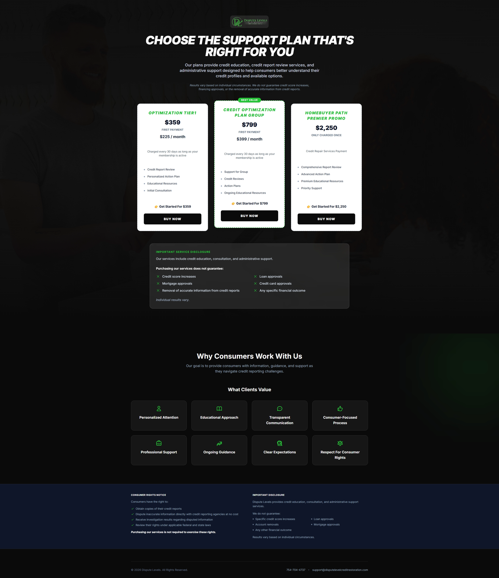 Dispute Level Credit Restoration -  Credit Services Landing Page screenshot 2
